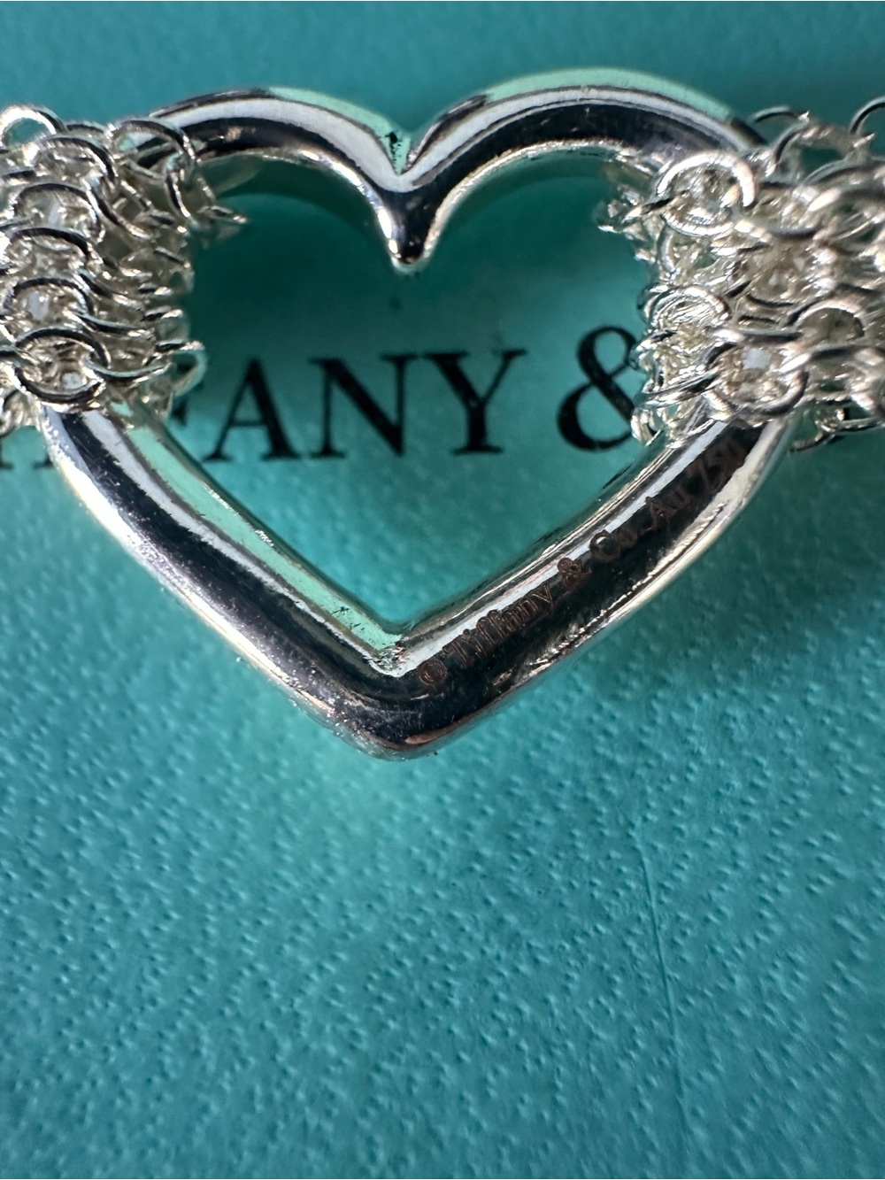 ๐ Tiffany & Co 925 Sterling Silver Retired Heart Mesh Multi-Strand Bracelet. ๐ - Picture 5 of 7